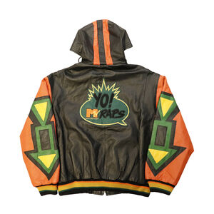 Vintage MTV Yo MTV Raps Leather Hooded Jacket Size L RARE!